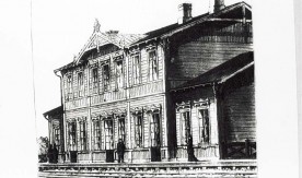 Stacja w Ciechanowie Drogi Żelaznej Nadwiślańskiej, 1877. Reprodukcja ryciny, "Kłosy",...